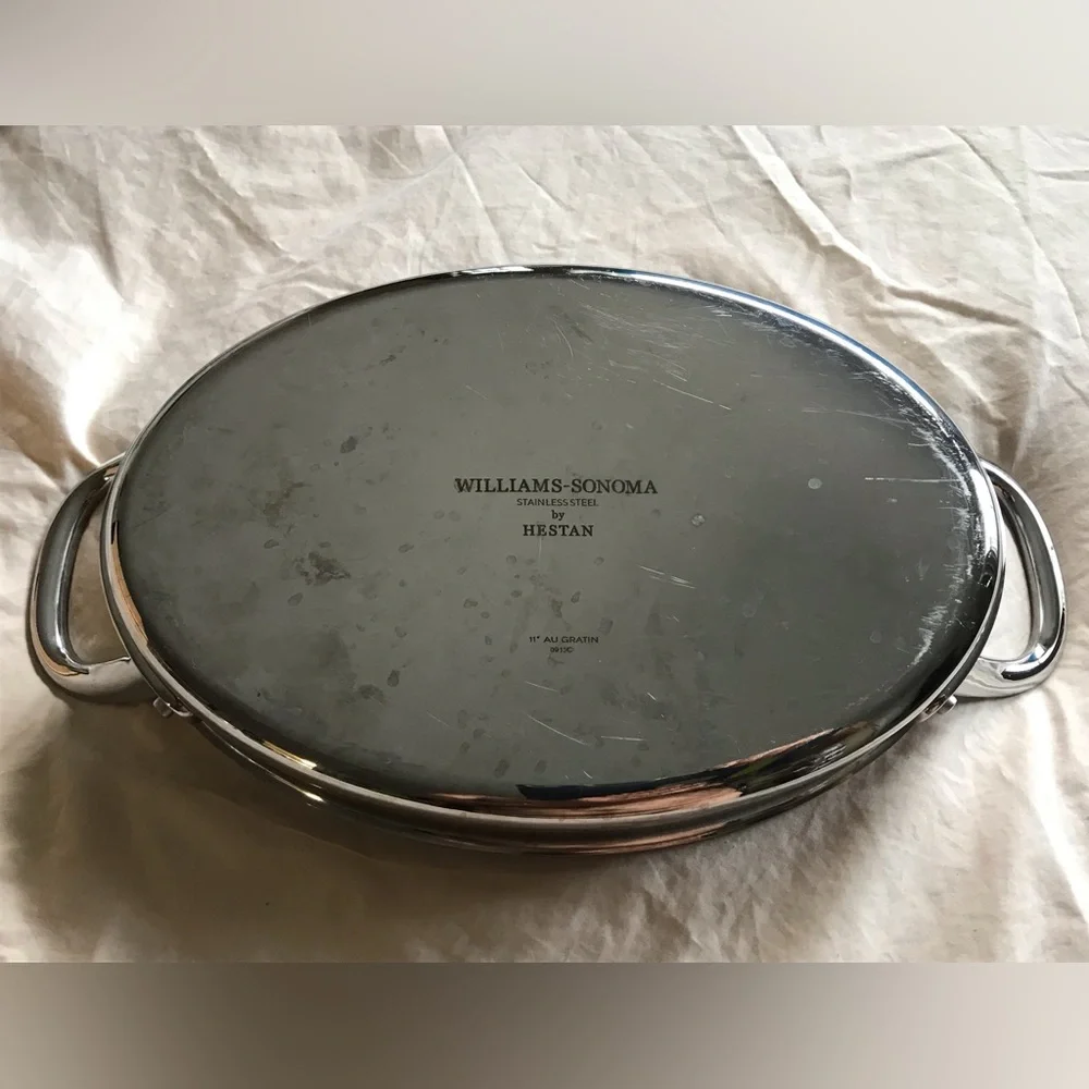 Williams Sonoma Hestan Stainless Steel Oval Au Gratin Roaster with Handles